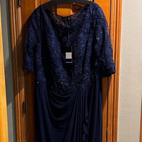 Mother of Bride Floor Length Navy Dress - Picture 2 of 7